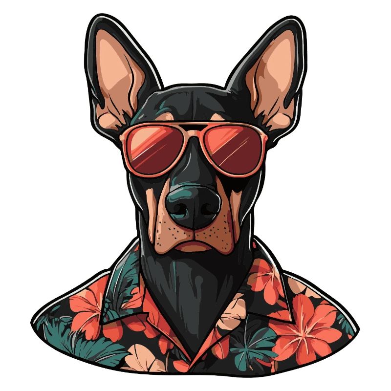 Dobermann Hund Comic Urlaub