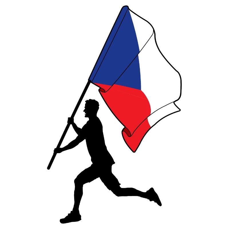Flagge Tschechien Mann läuft