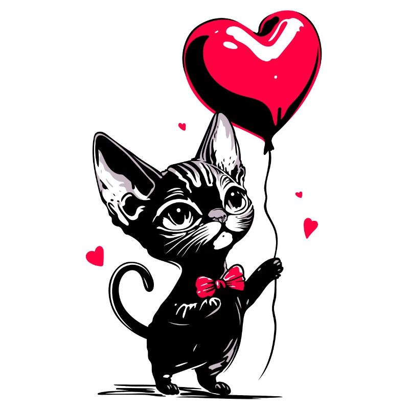 Katze Sphynx Herz Luftballon - Heartful Creatures