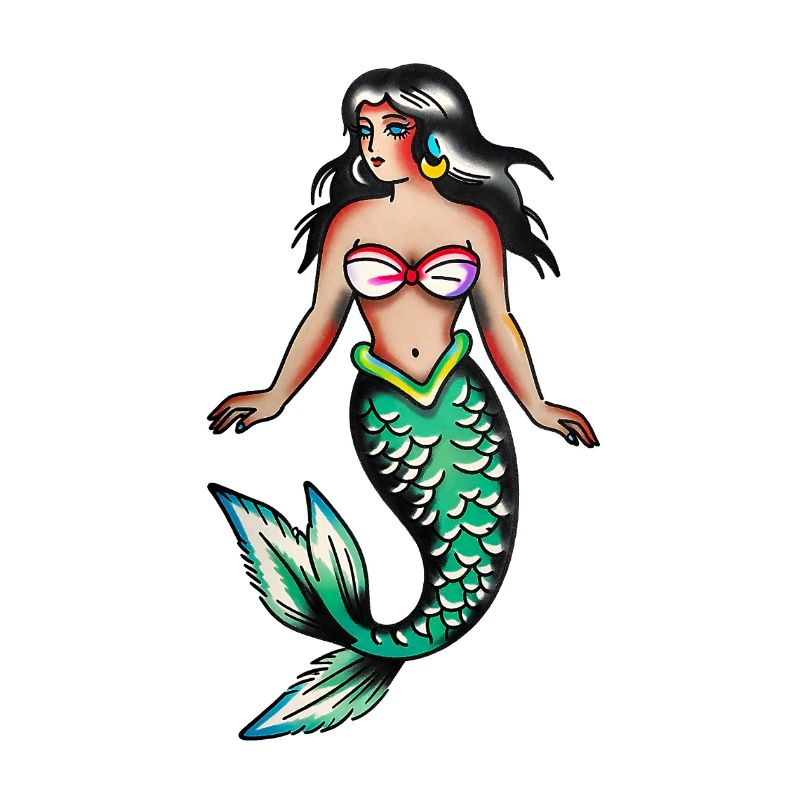 Tatouage de sirène rétro
