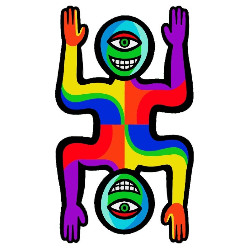 Regenbogen-Zwei-Gesichter-Figur