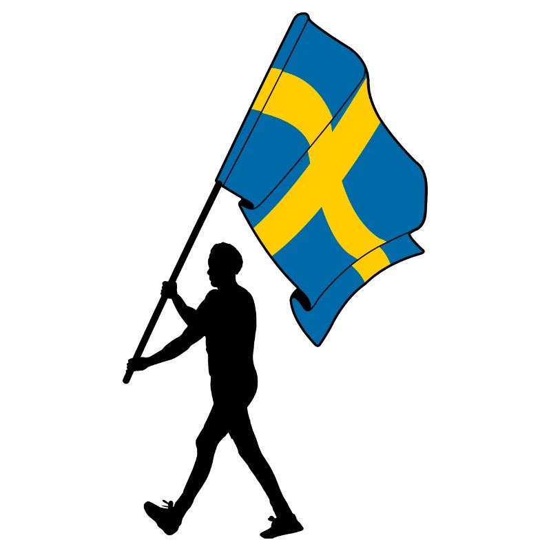 Drapeau Suède homme marchant