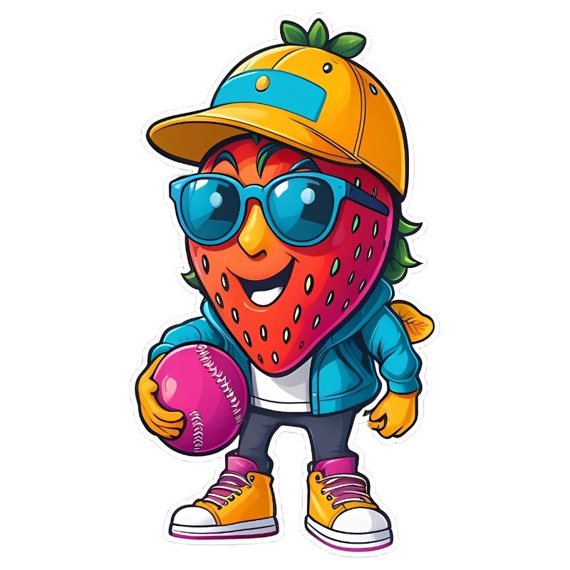 Erdbeer Baseballheld mit Sonnenbrille