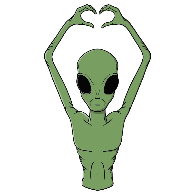 Alien-Herz-Pose