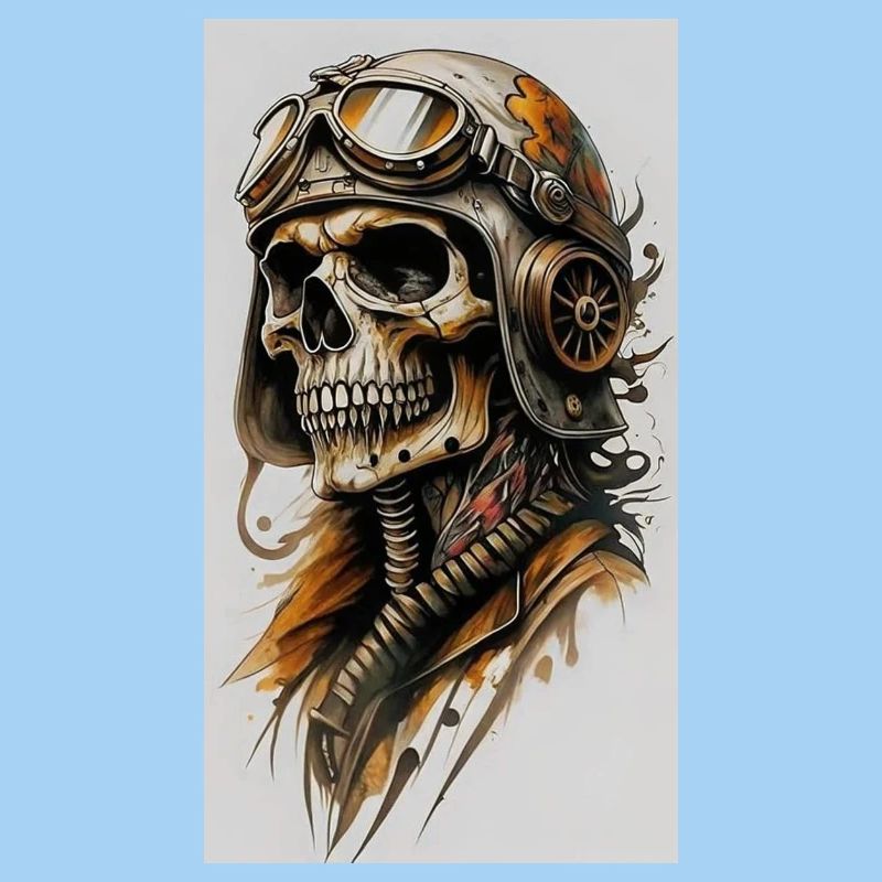 Skeleton pilot in steampunk style