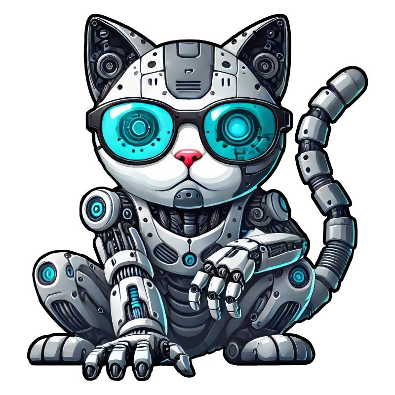 Coole Katzen Cyborg Mech Comic Illustration