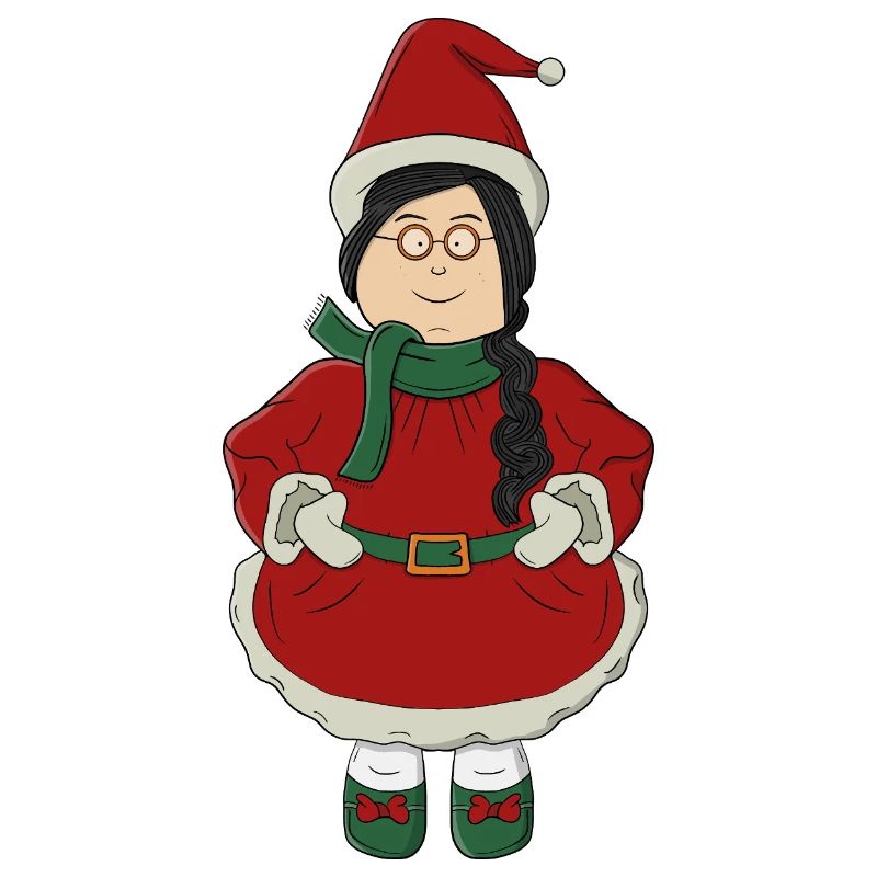Weihnachtsmannmädchen im roten Kleid