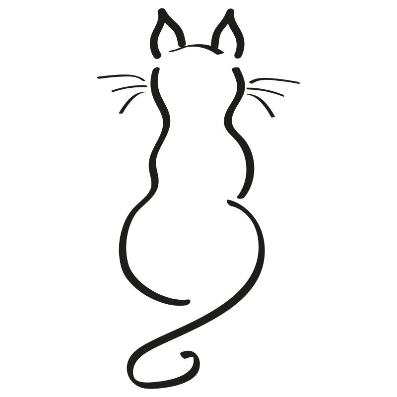 Cat Minimalist Line Back Plain