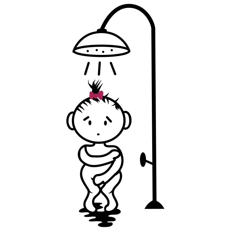 scheues Mädchen unter der Dusche