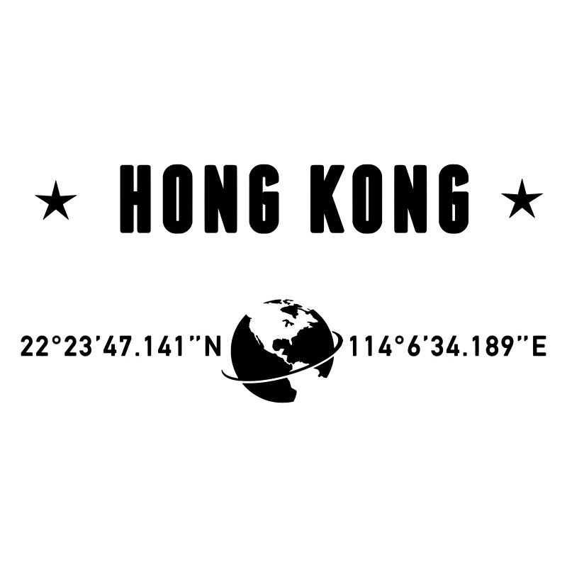 Hong Kong Coordinates Black Typography