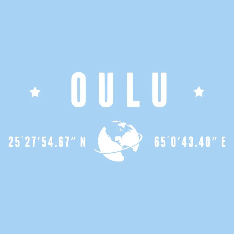 Oulu GPS Coordinates Typography White