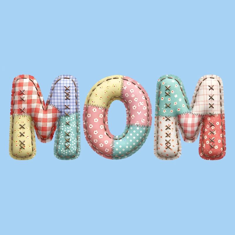 Mom Lettering Patchwork Fabric Look