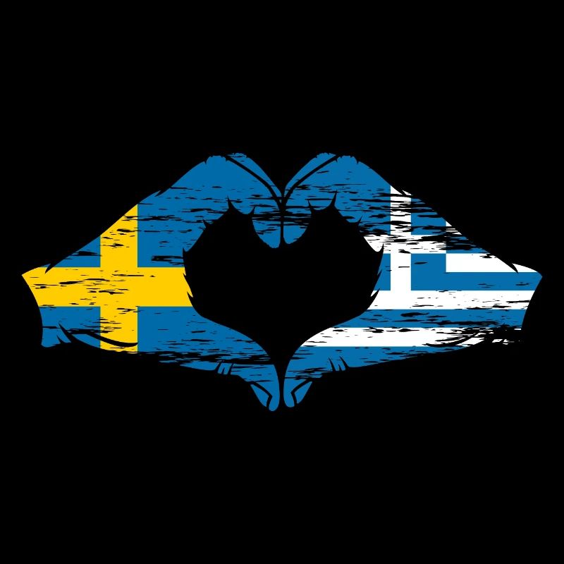Suède Grèce Drapeau Mains Coeur Forme Utilisé
