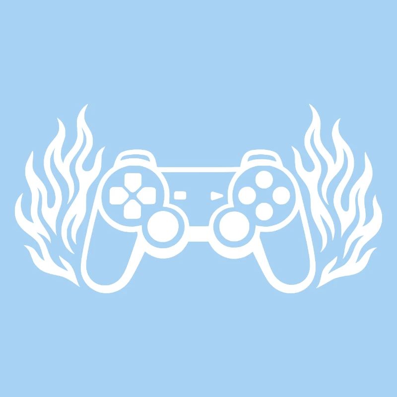 Flames controller, burning gamepad graphics