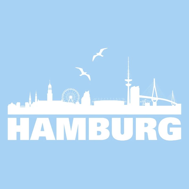Hamburg Skyline Silhouette Design