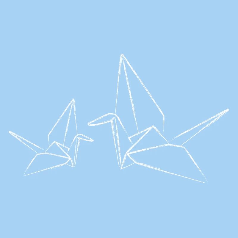 Origami Cranes Birds Drawing Minimalist
