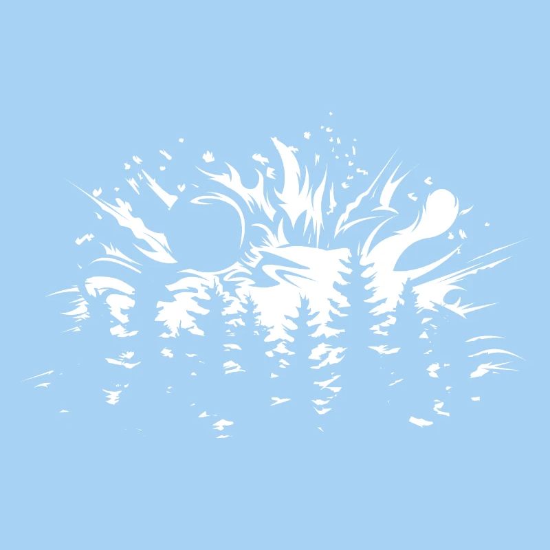 Forest Moon Explosion Tree Nature Illustration Logo