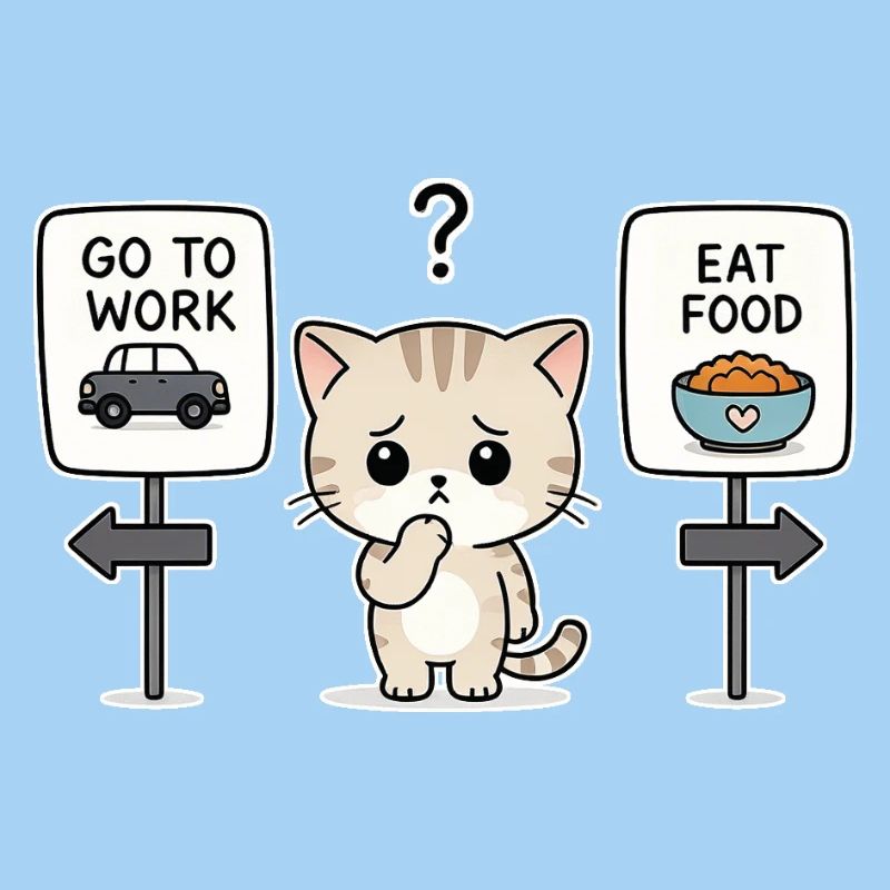Katzendilemma: Arbeit oder Mahlzeit