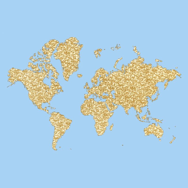 World Map Beige Floral Design