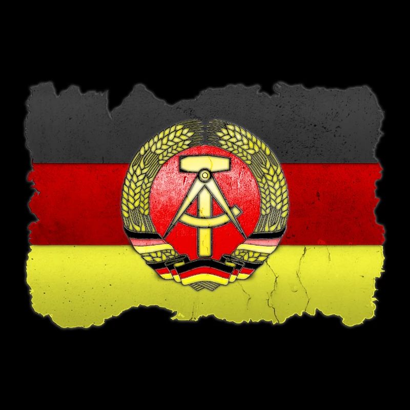 DDR Wappen auf Deutschlandfahne in Stein
