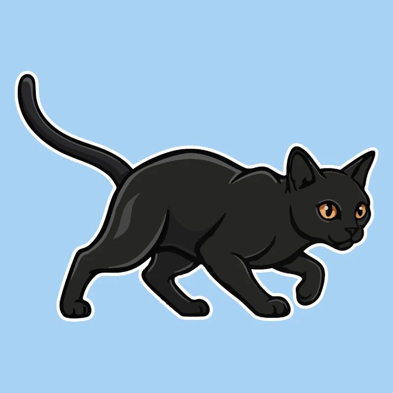 Black Cat Silhouette Panther Hunter Vintage