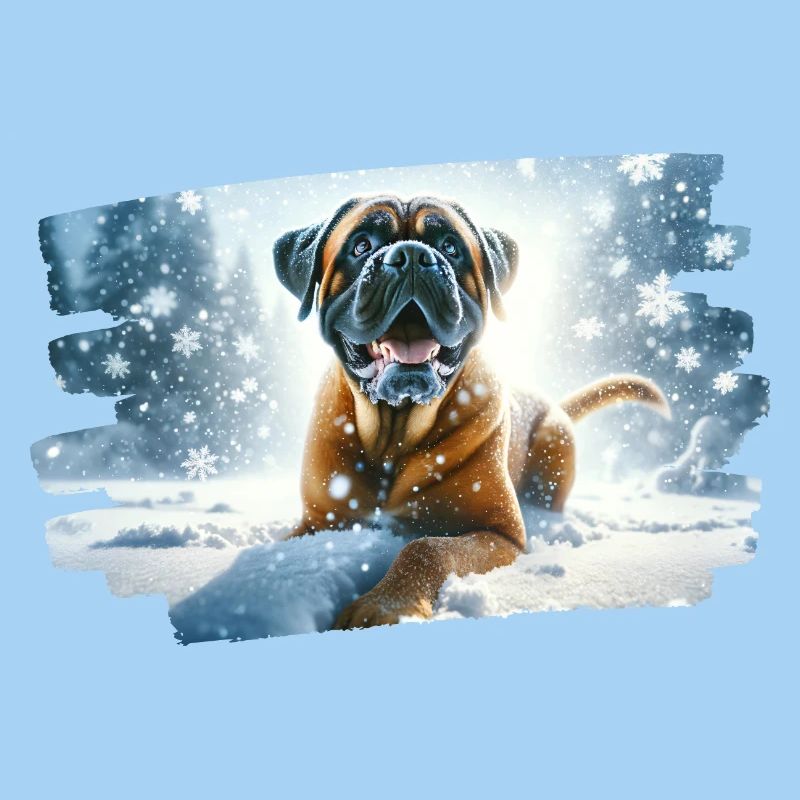 Boxer in wintry snowy landscape
