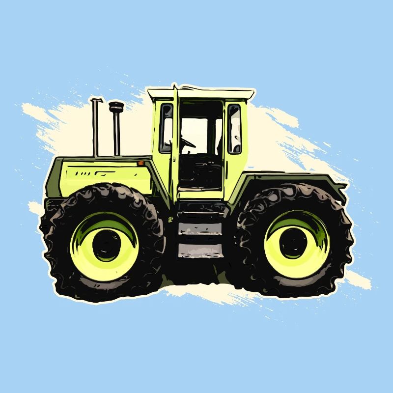 Tracteur vert dans le style comic