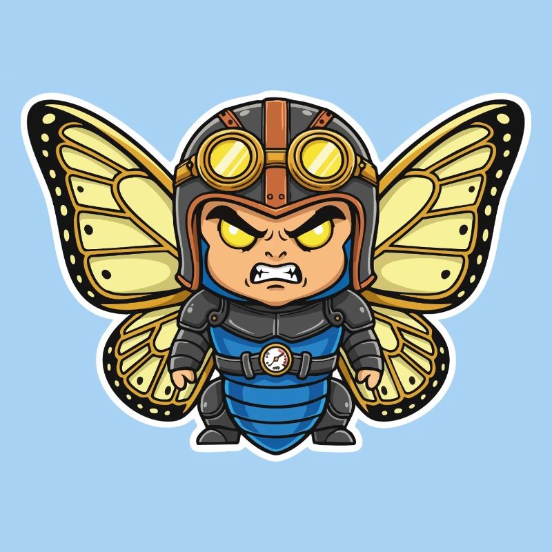 Steampunk Aviator Butterfly Blue Armor