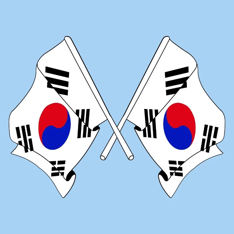 Deux drapeaux croisés de la Corée du Sud