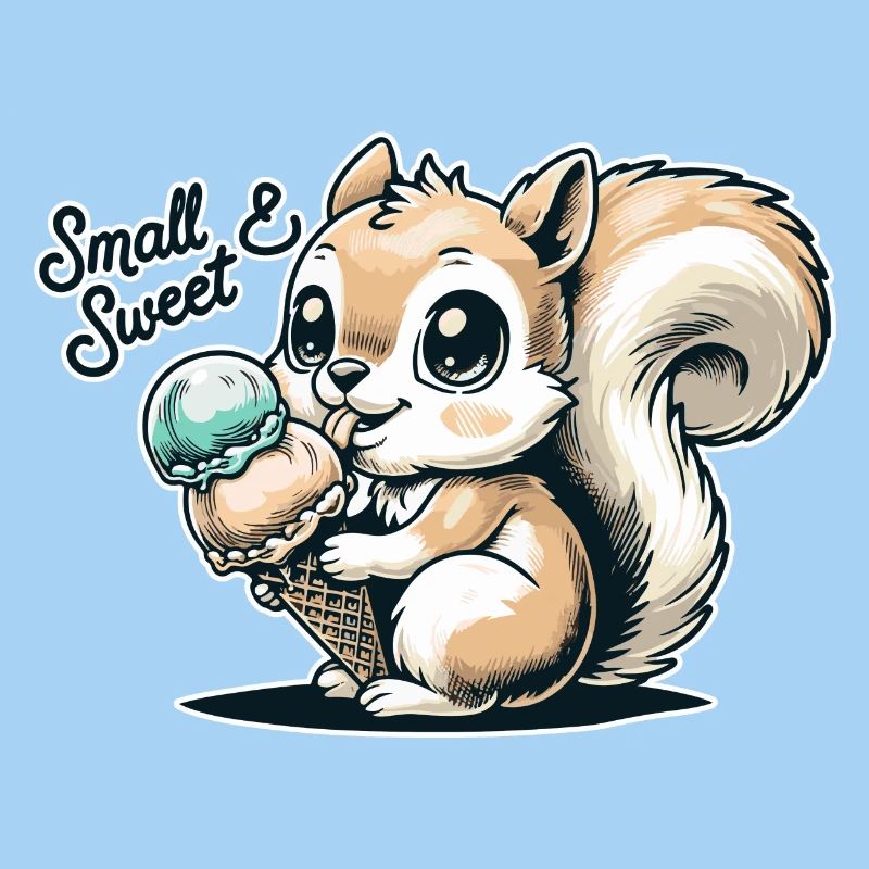 Écureuil de dessin animé mignon avec de la crème glacée