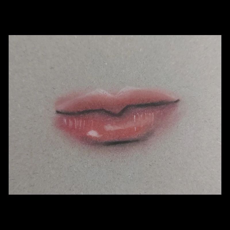 Expressive lip art on grey foil
