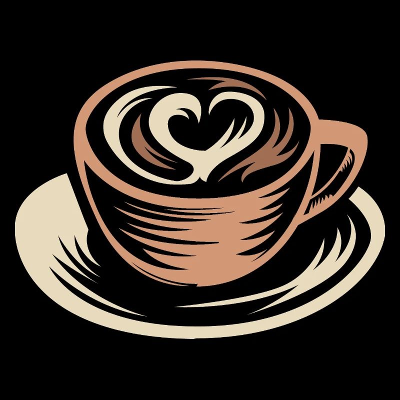 Stylisierte Kaffeetasse mit Latte Art Herz
