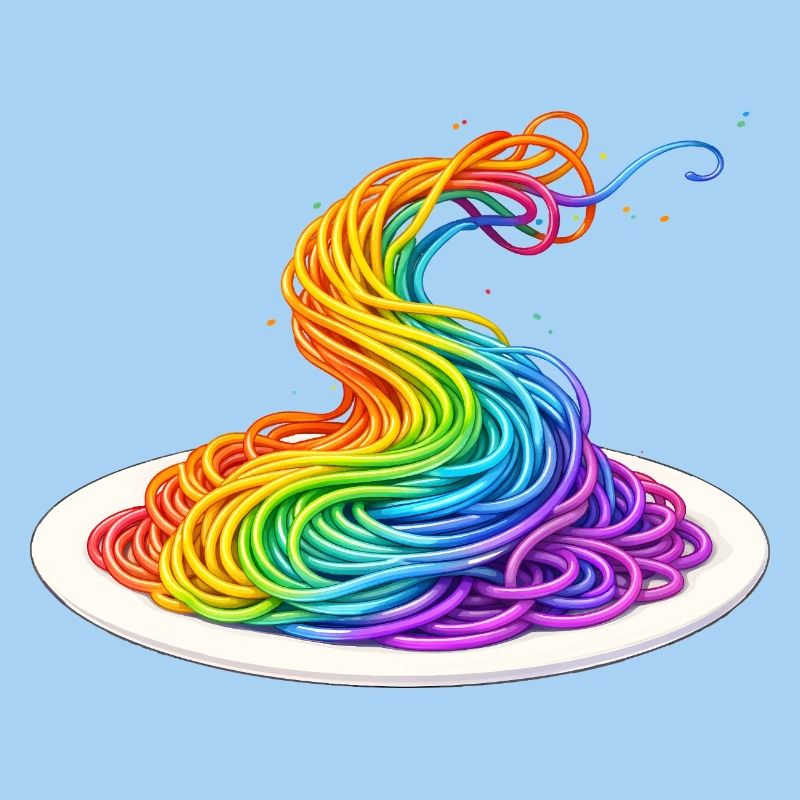 Regenbogen Spaghetti Illustration 