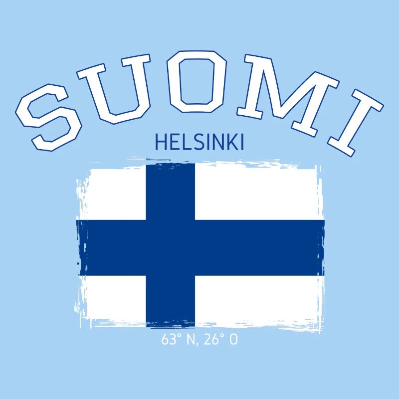 Drapeau de la Finlande avec référence à Helsinki