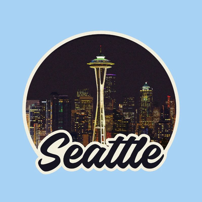 Seattle Skyline Night Logo Space Needle