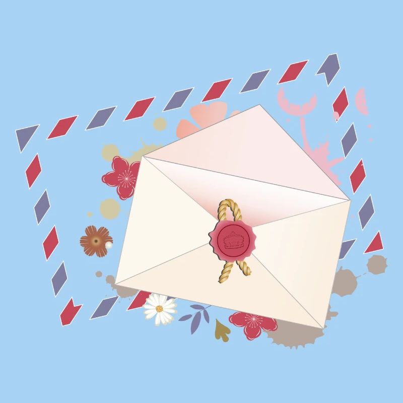 Enveloppe florale avec fleurs et bordure de la poste aérienne