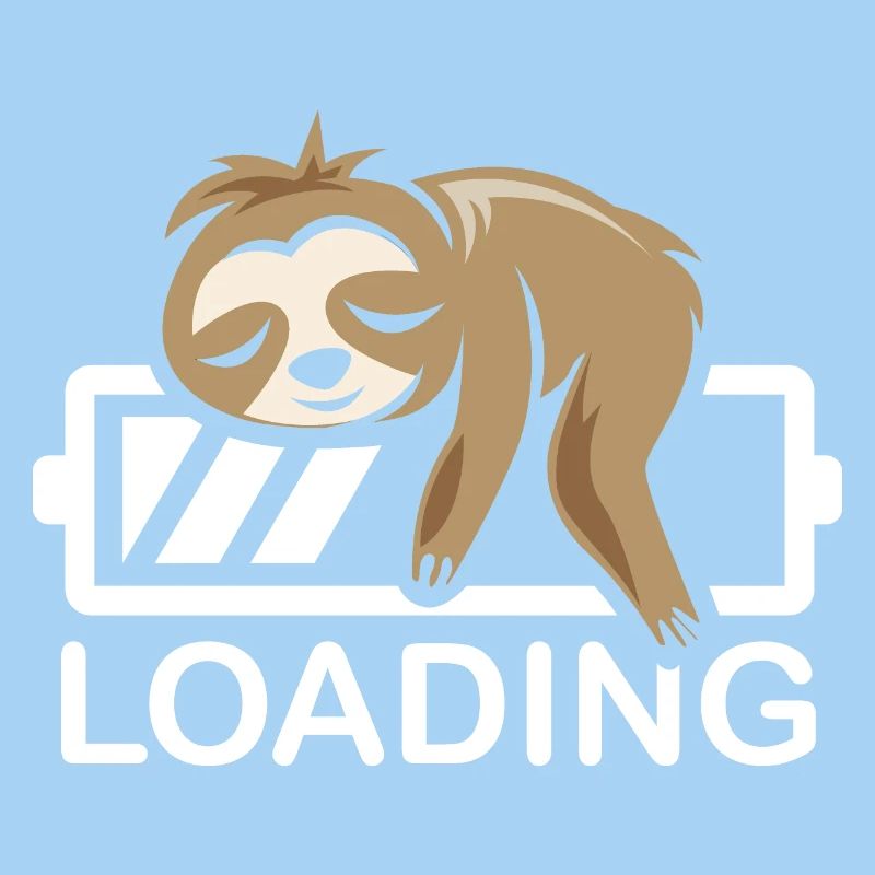 funny sloth loading battery icon comic