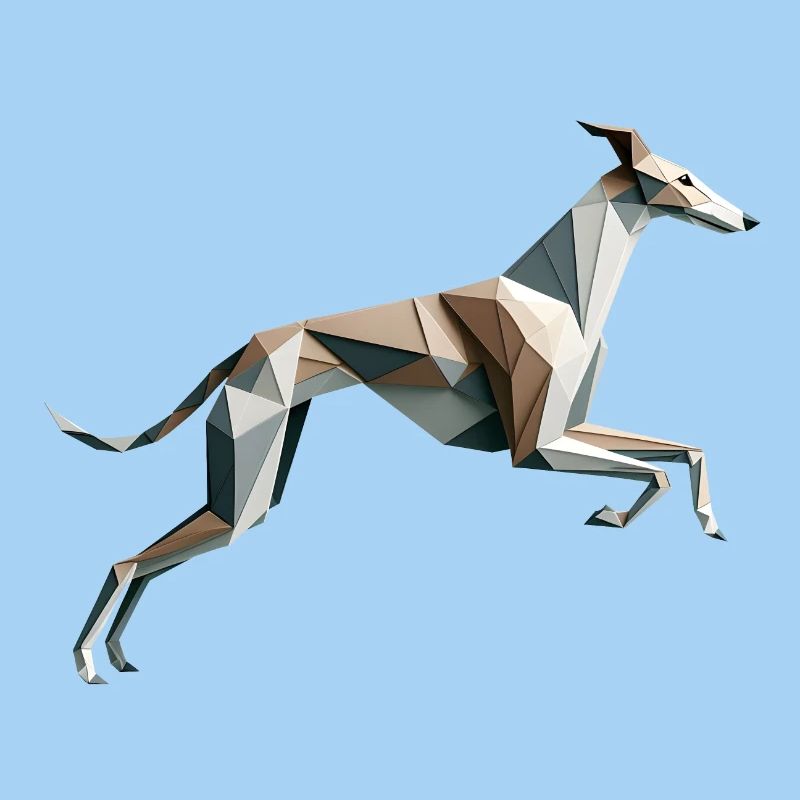 Jagdhund läuft Origami Geometrisch 3D