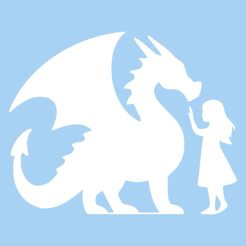 Mythischer Drache und Mädchen Silhouette Design