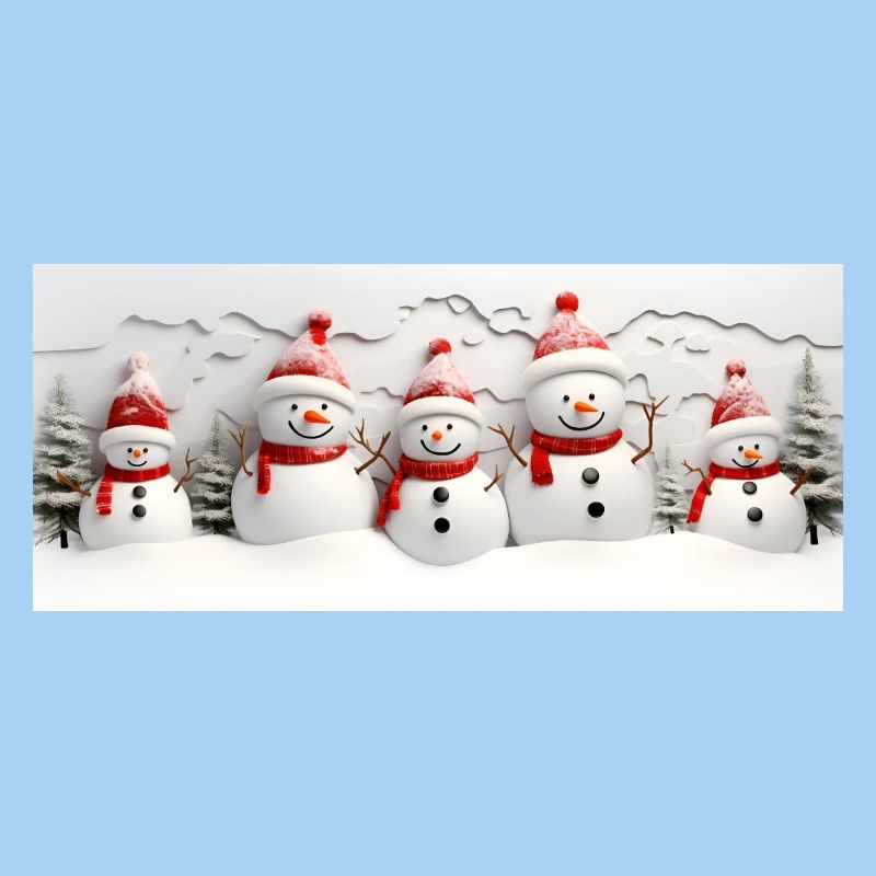 Snowman Set with Fir Trees