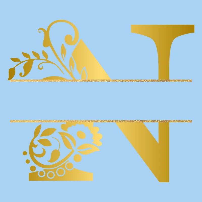 Personalisierter Buchstabe n Gold Blumen - Geschenkidee