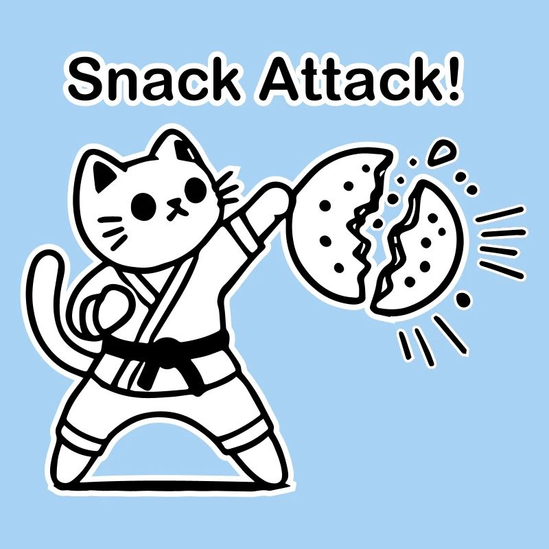 Karate-Katze, die einen Keks schlägt - Snack Attack Design