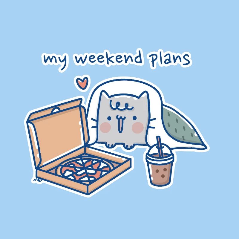 Kawaii Cat with Pizza Design