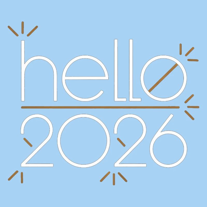Hello 2026 Neon Line Art