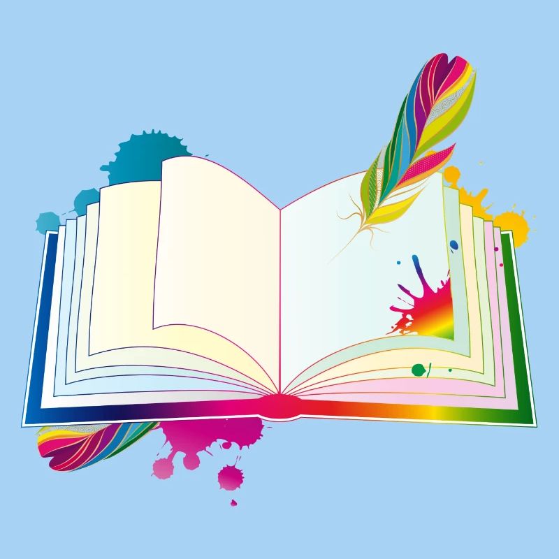 journal hétéroclite avec plume et blobs