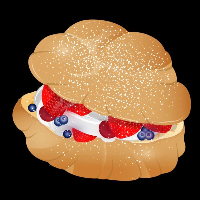 Mit Sahne und Beeren gefüllter Windbeutel