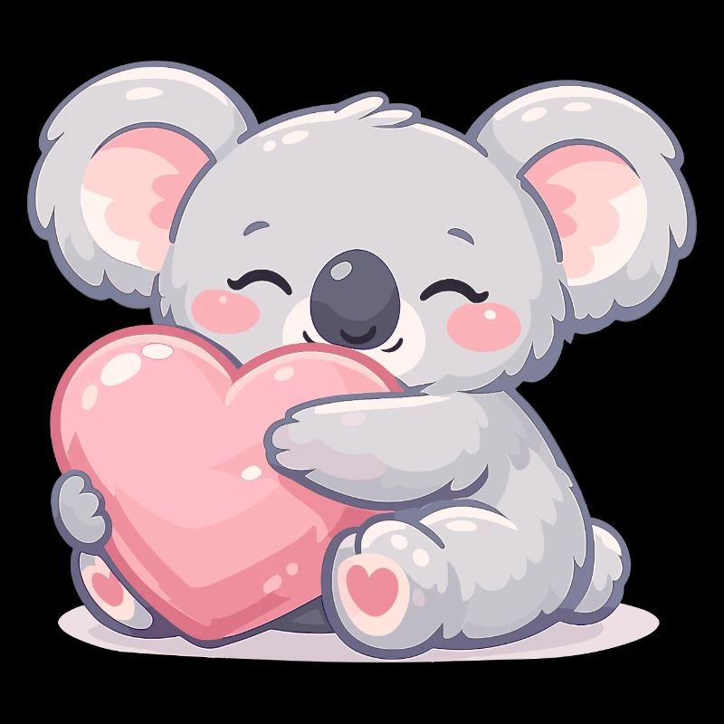 Kleiner Koala kuschelt Herz
