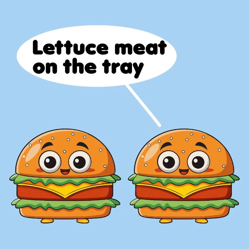 lettuce meat on the tray funny burger pun