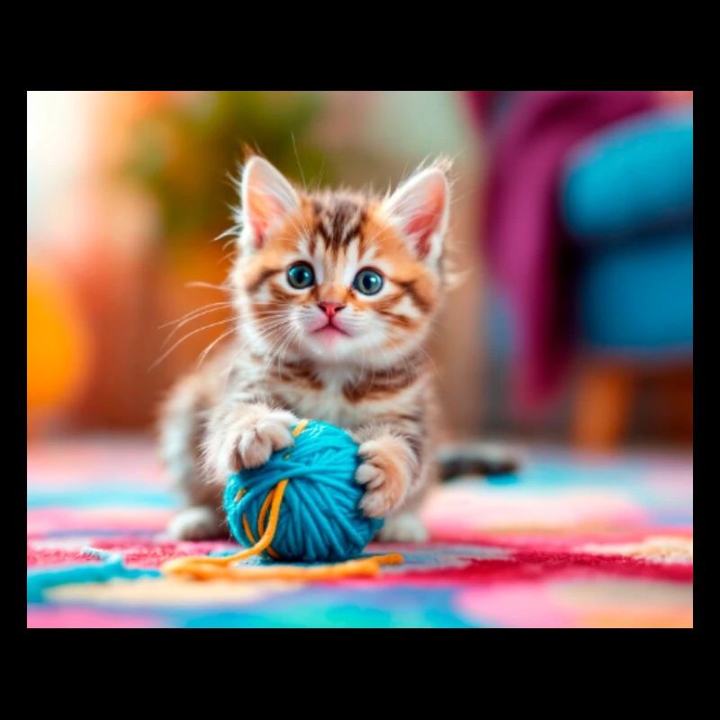 Chaton qui s'amuse avec de la laine