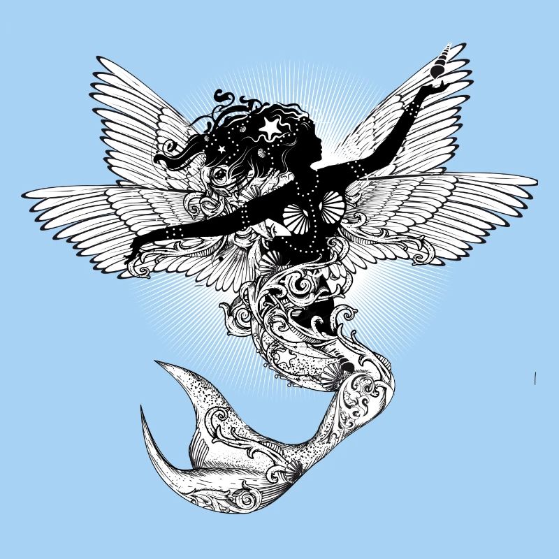 Mystical mythical creature the flying mermaid